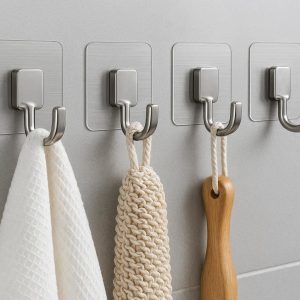 1 Heavy Duty Adhesive Hooks for Bathroom Kitchen Towel Robe Hanging