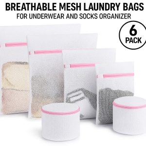 21 Breathable Mesh Laundry Bags for Underwear and Socks Organizer 6 Pack