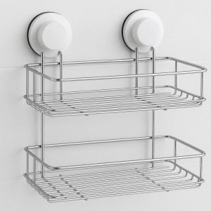 Shower Caddy Shelf with Suction Cups 2 Tier Bathroom Organizer