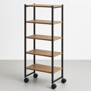 Freestanding Bathroom Shelf 5 Tier Rolling Storage Cart