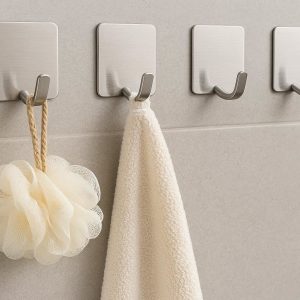 3 Self Adhesive Hooks for Shower Loofah Towel Rustproof Stainless Steel